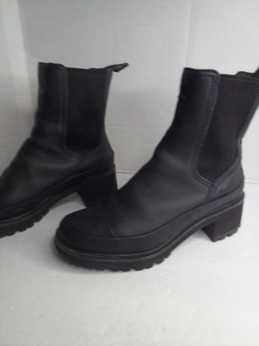 Timberland Rebotl Ankle Boots Women 8 Pull On Chunky Heel Black - Picture 6 of 14